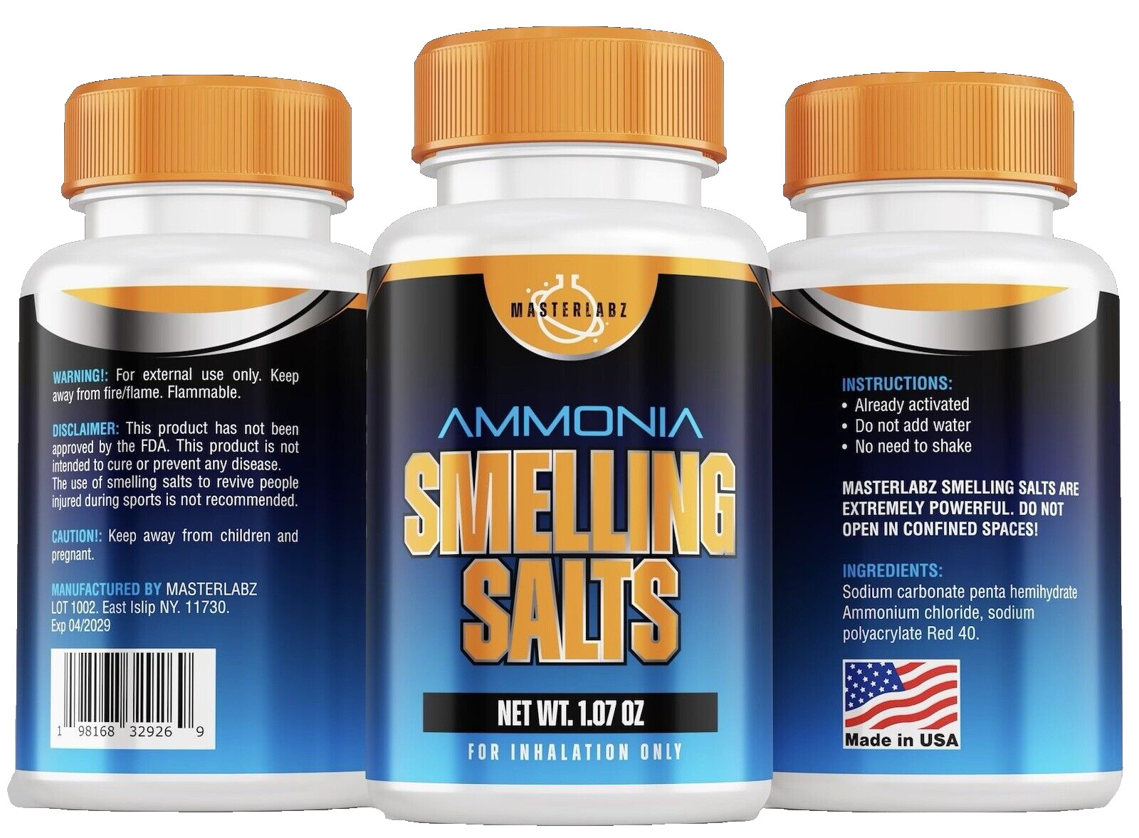 MASTERLABZ Ammonia Smelling Salts (2.0 Formula) Pre-activated And Ready To Use.