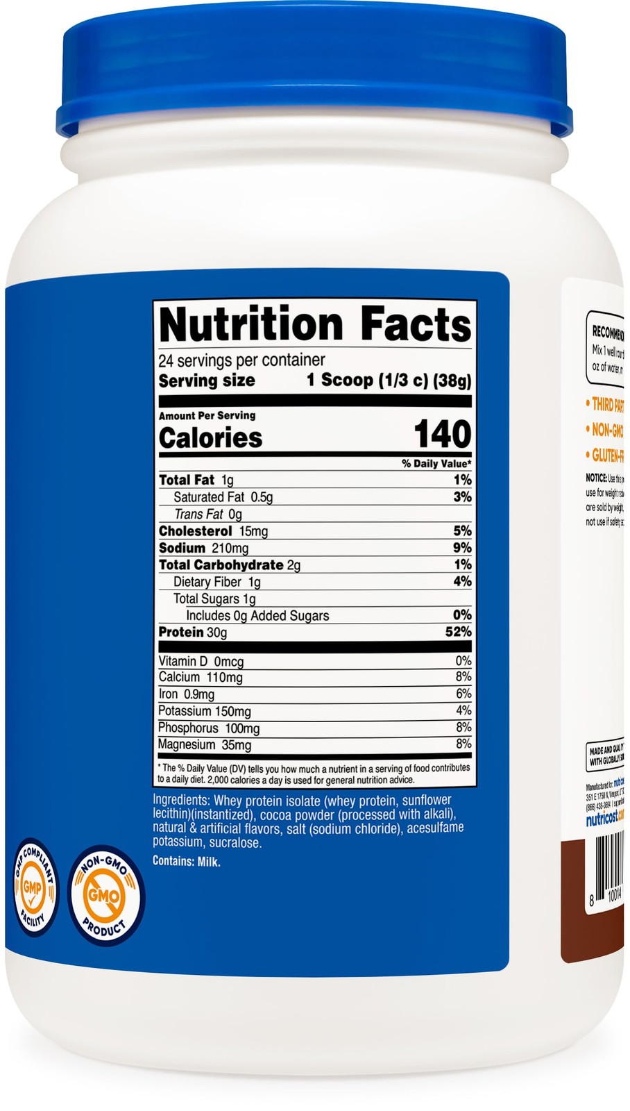 Nutricost Whey Protein Isolate (Milk Chocolate) 2LBS 2 Pound (Pack of 1)