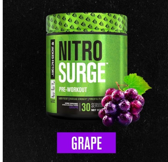 Nitro Surge Pre-Workout Grape 8.78oz, 30 Servings. New-Sealed Exp 2027