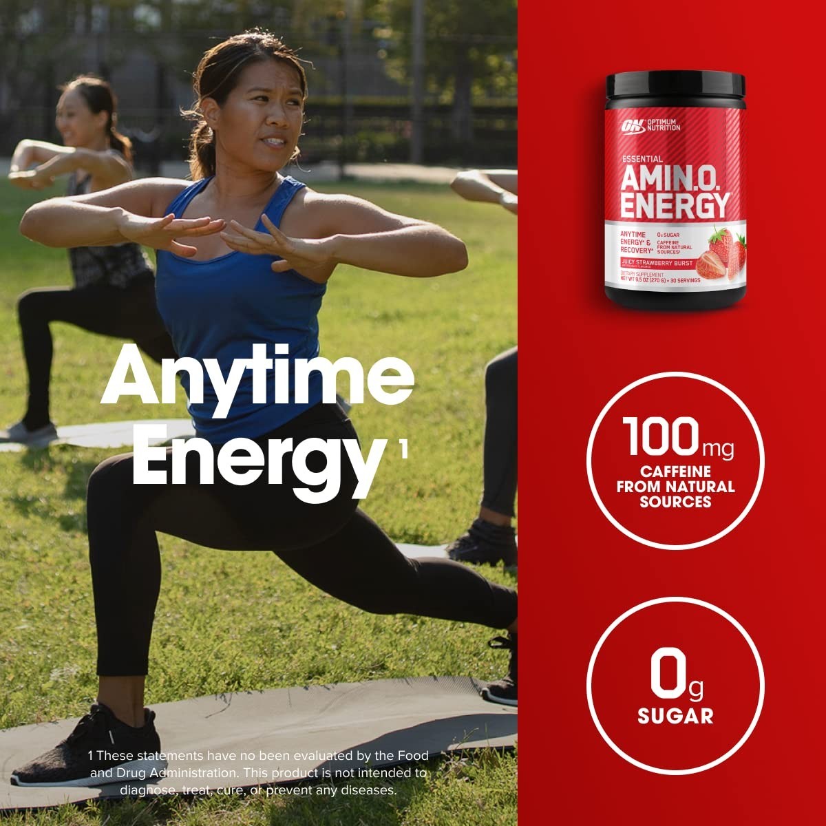 Amino Energy Pre Workout Powder – BCAA, Green Tea, Keto Friendly, Strawberry Bur