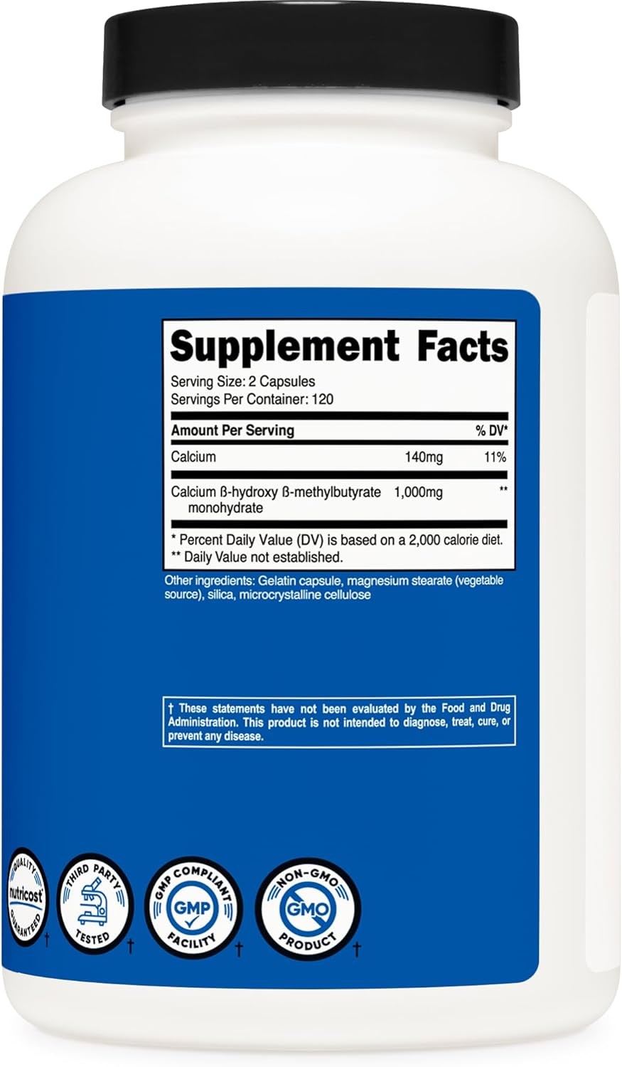 500mg HMB Nutritional Supplement 240 Capsules Non GMO Gluten Free GMP Certified
