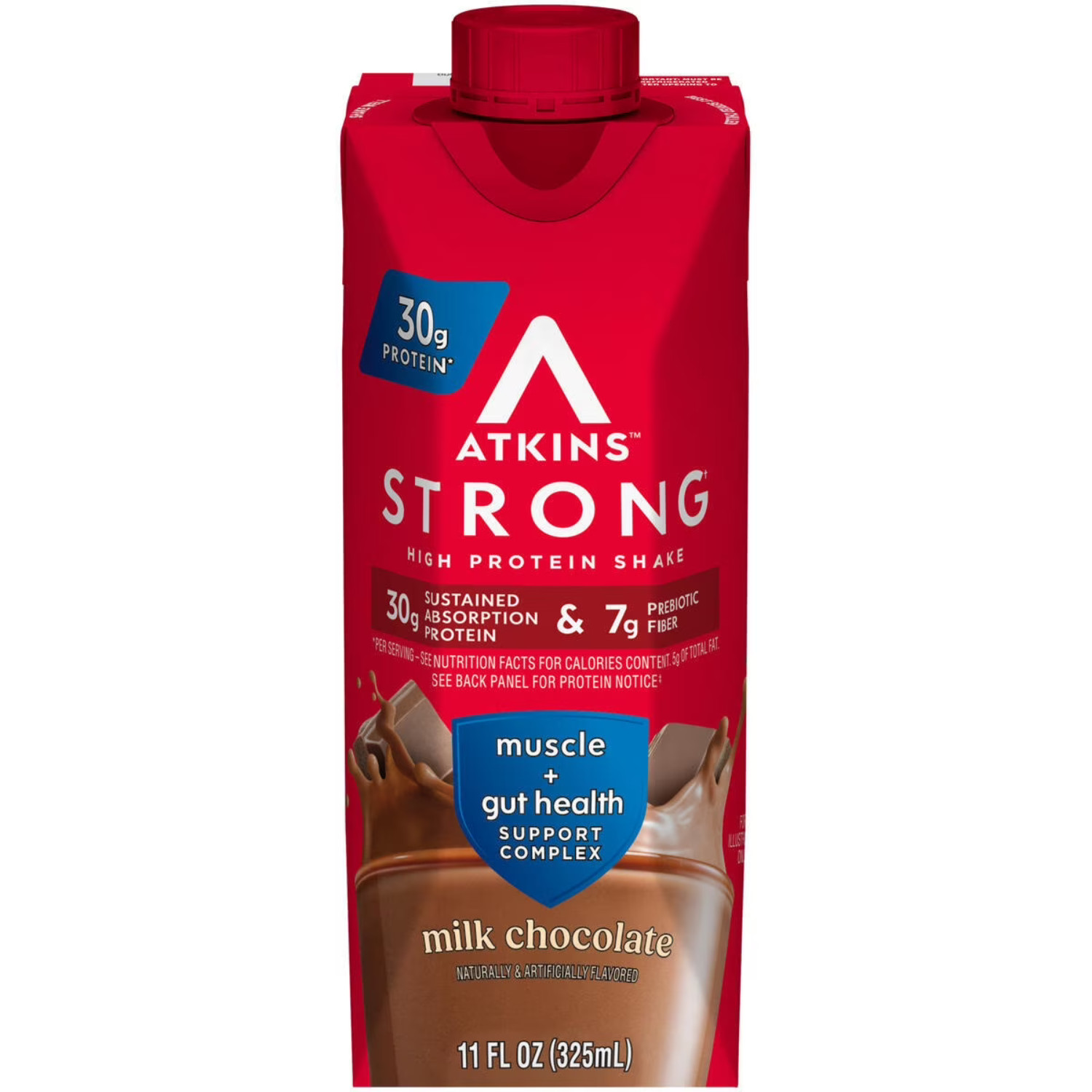 Atkins Strong, High Protein Shake, Milk Chocolate, 30g of Protein, 4 Count, 3 PK
