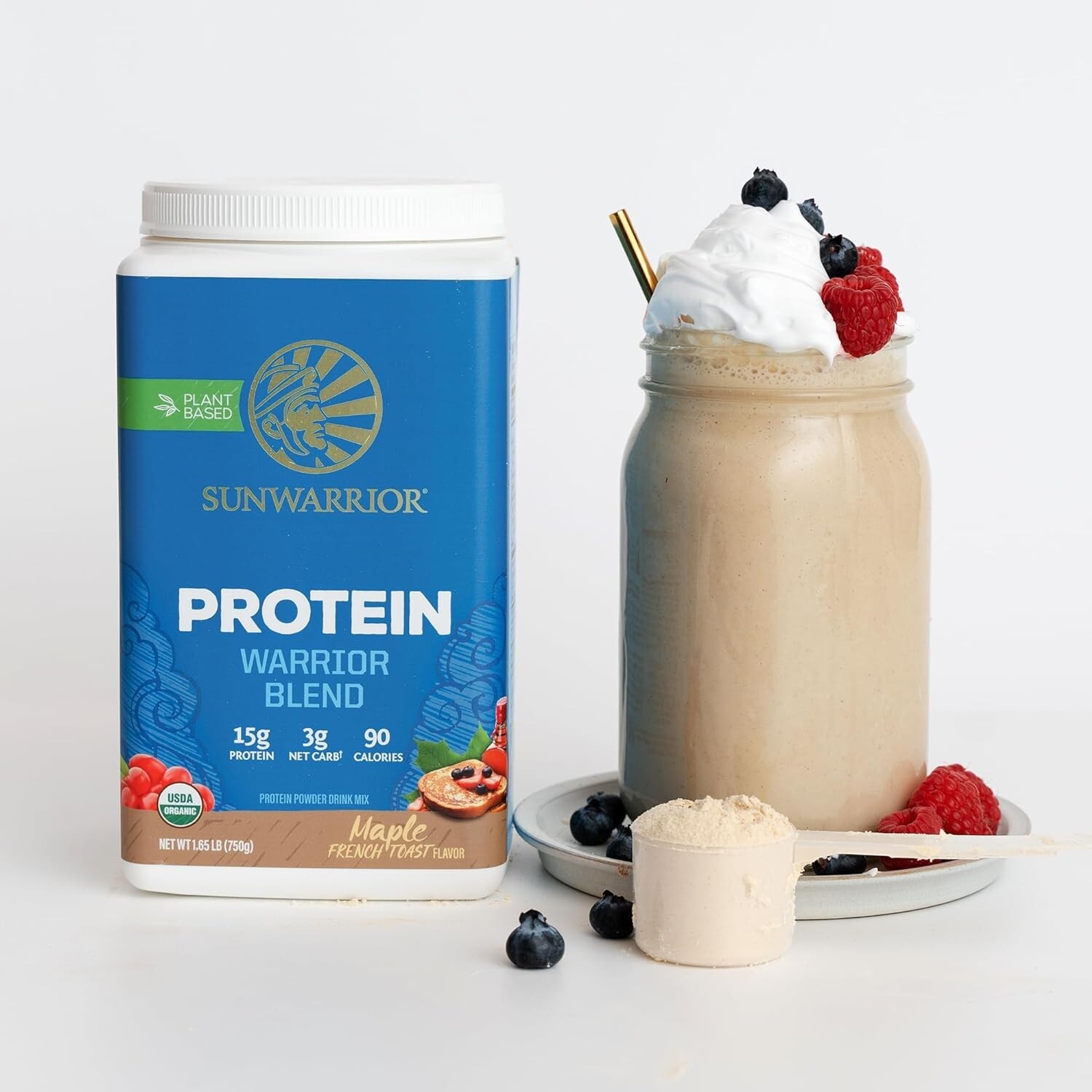 Sunwarrior Protein Warrior Blend – Maple French Toast Peak Performance, 1.65 lbs