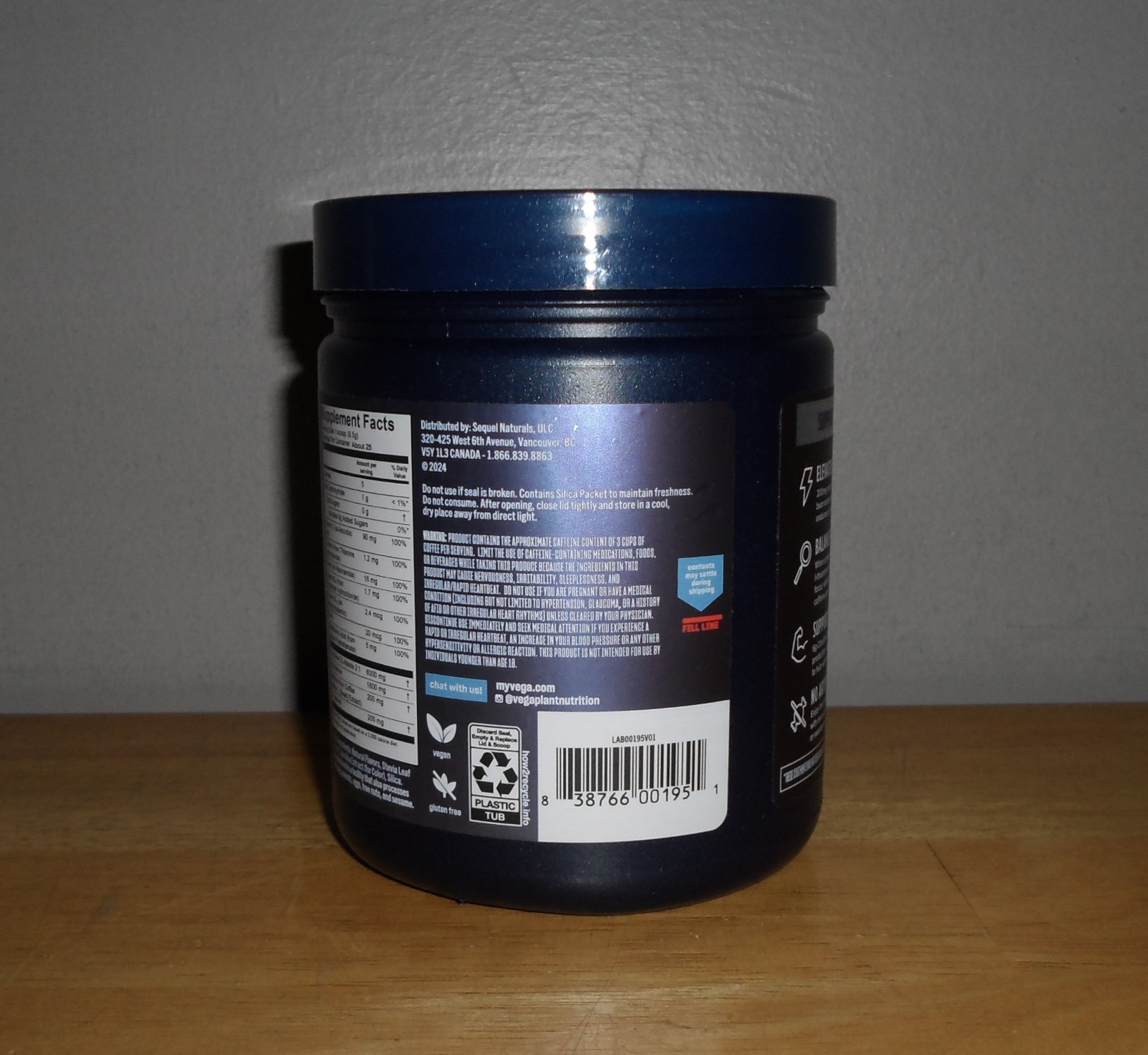 Vega Blue Raspberry Pre-Workout Energy Supplement 8.4 Oz. Powder 01/2027 *NEW*