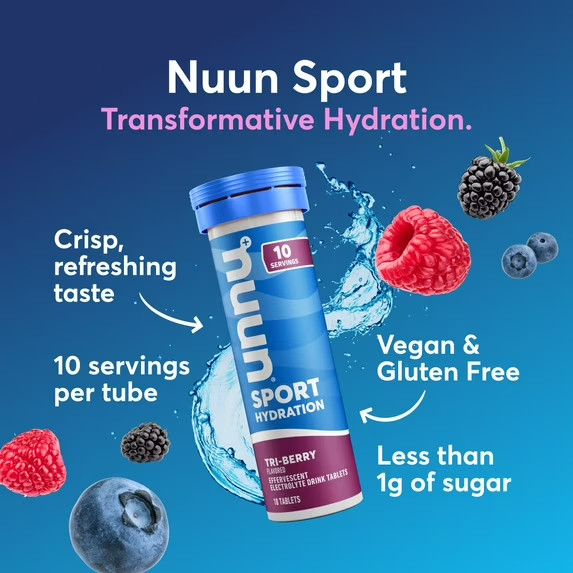 Nuun Sport Electrolytes Hydration Drink Mix Tablets, Tri-Berry, 10 Count Tube
