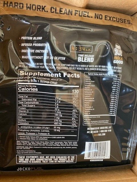 Jocko MOLK Whey Casein Protein Blend Powder 22g Protein Bag – Chocolate – 2 Lb