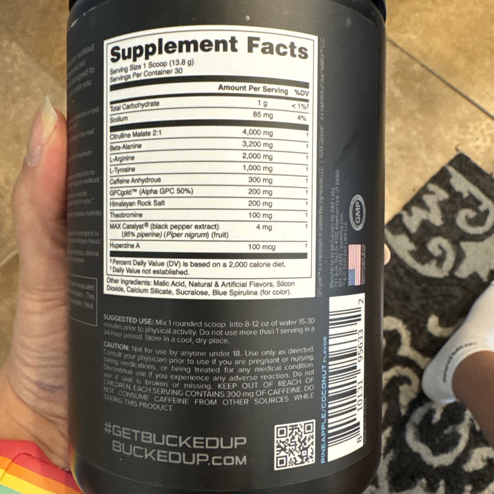 Bucked Up Big Bucks Pre Workout Pineapple Splash 14.6 oz High Stim Exp 1/28