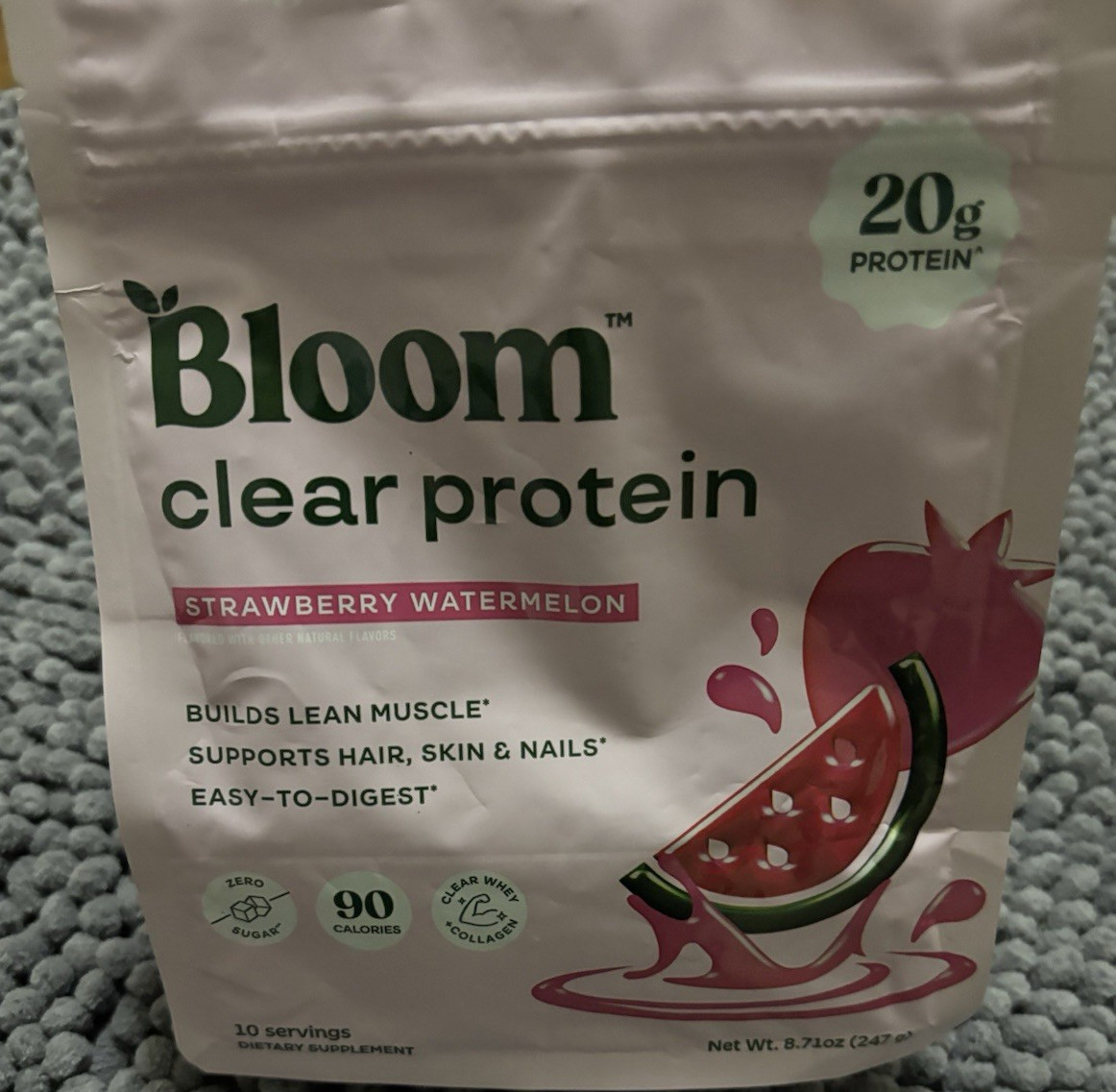 Bloom Clear Whey Protein Isolate Powder Strawberry Watermelon 20g 8.71oz