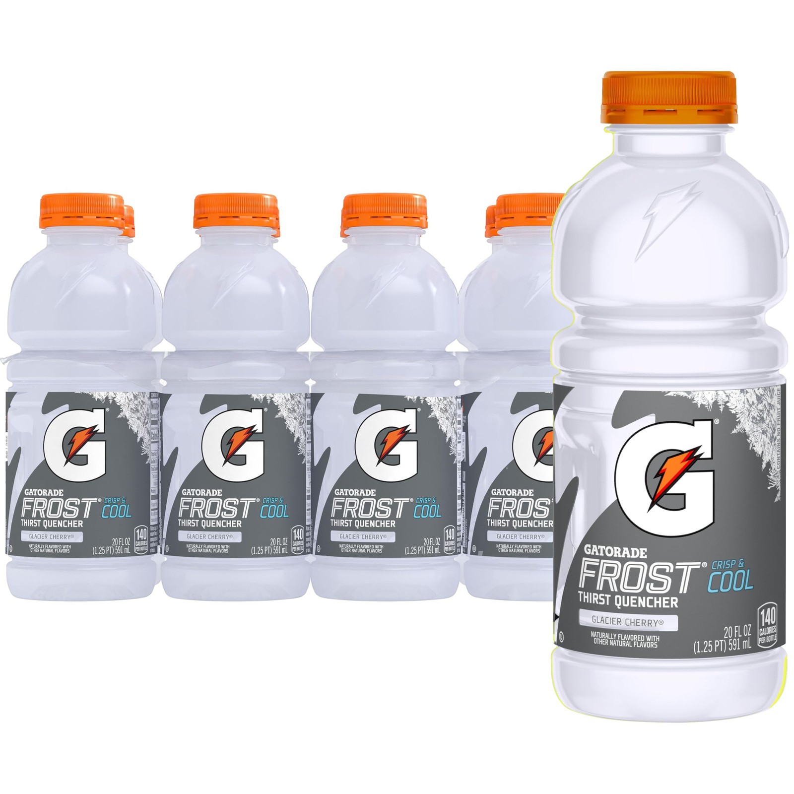 Gatorade Thirst Quencher Sports Drink, Frost 20 Fl Oz (Pack of 8), white