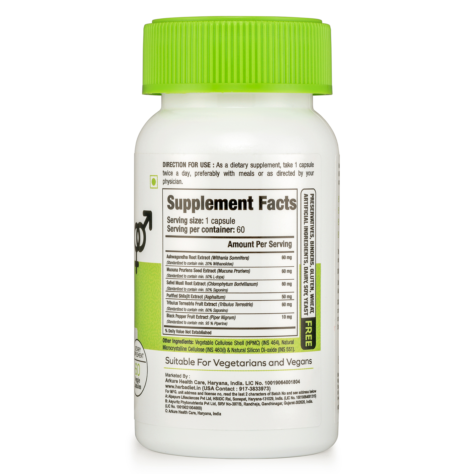 Men’s Sexual Health Supplement Ashwagandha Mucuna Boosts Stamina Testosterone