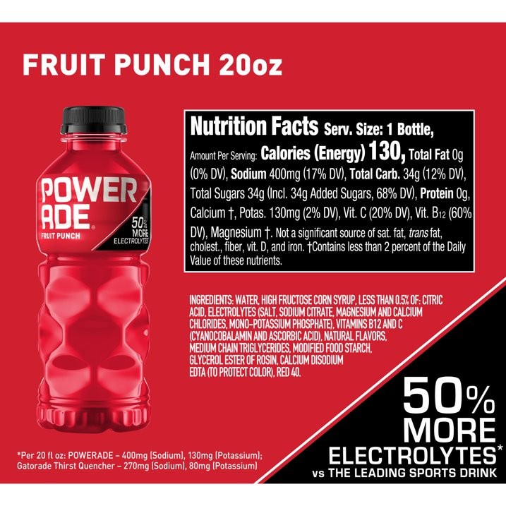 Fruit Punch Electrolyte Sports Drink,20floz Bottles,8 Pack Free Ship in 2 days..