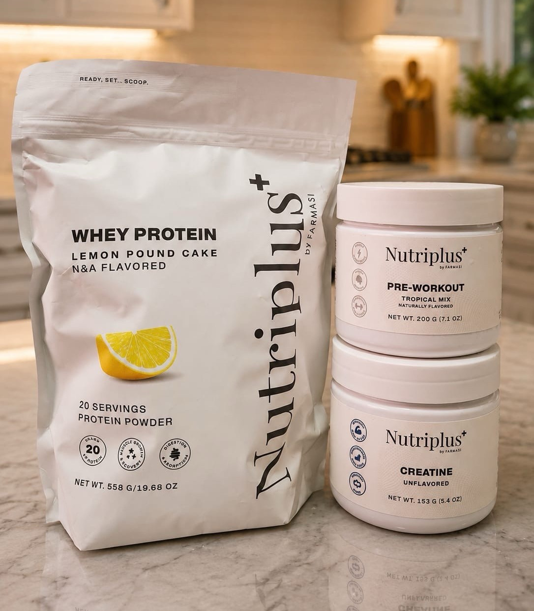Nutriplus+ Whey Protein & Creatine Powder Bundle Tropical Mix Pre-Workout