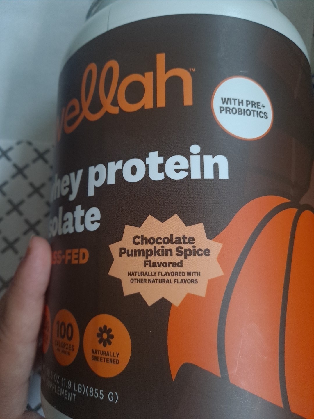 Wellah Grass-Fed Whey Protein Isolate Powder Chocolate Pumpkin Spice 30 Servings