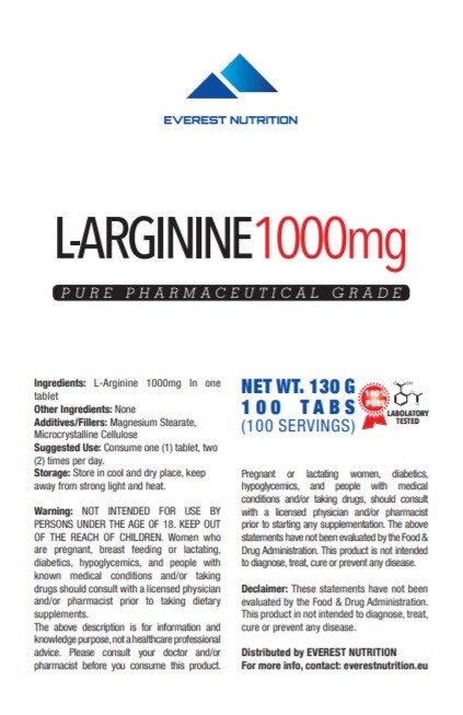 L-Arginine Arginine 1000mg Tablets Musclepump Regeneration Endurance Strength