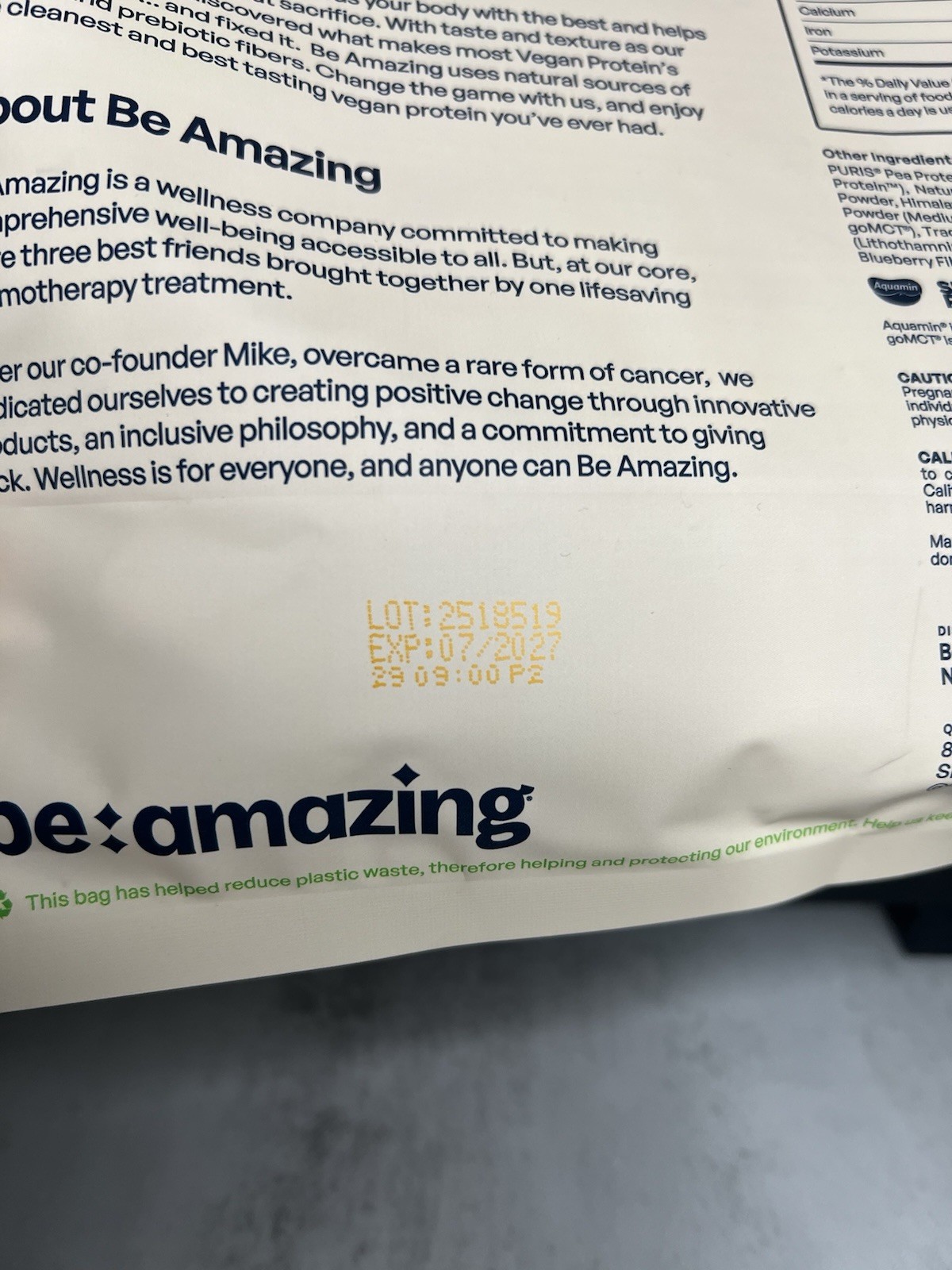 Be Amazing Vegan Protein Powder Brown Sugar Oatmeal 25 Serv 8oz Exp 07/2027