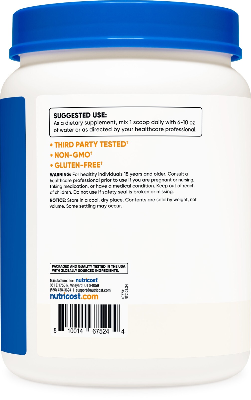 Nutricost L-Glutamine Powder 1 KG – Pure L Glutamine – 5000mg per Serving