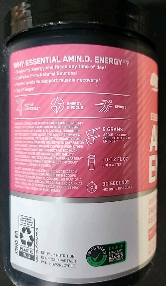 Optimum Nutrition Amino Energy Pre Workout Watermelon 30 Servings Exp 6/26