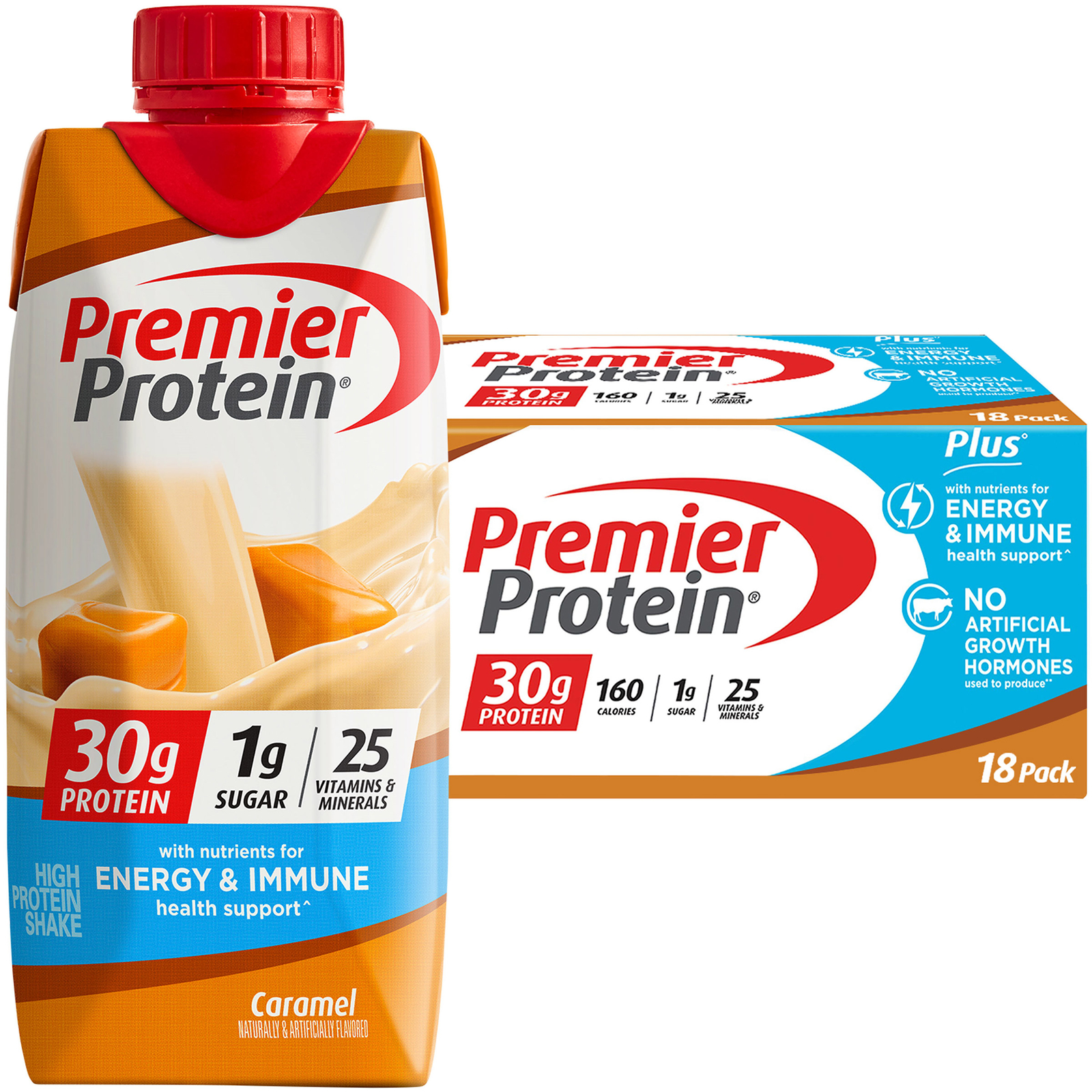 PREMIER PROTEIN SHAKES SUPPLEMENT DRINKS NUTRITION CARAMEL FLAVOR BULK 18 PACK ~