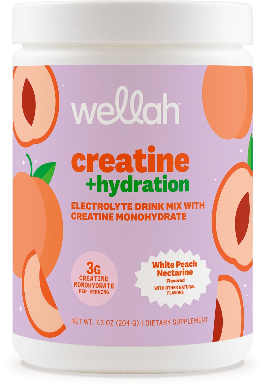 Wellah Creatine + Hydration Powder (White Peach Nectarine) 30 Servings