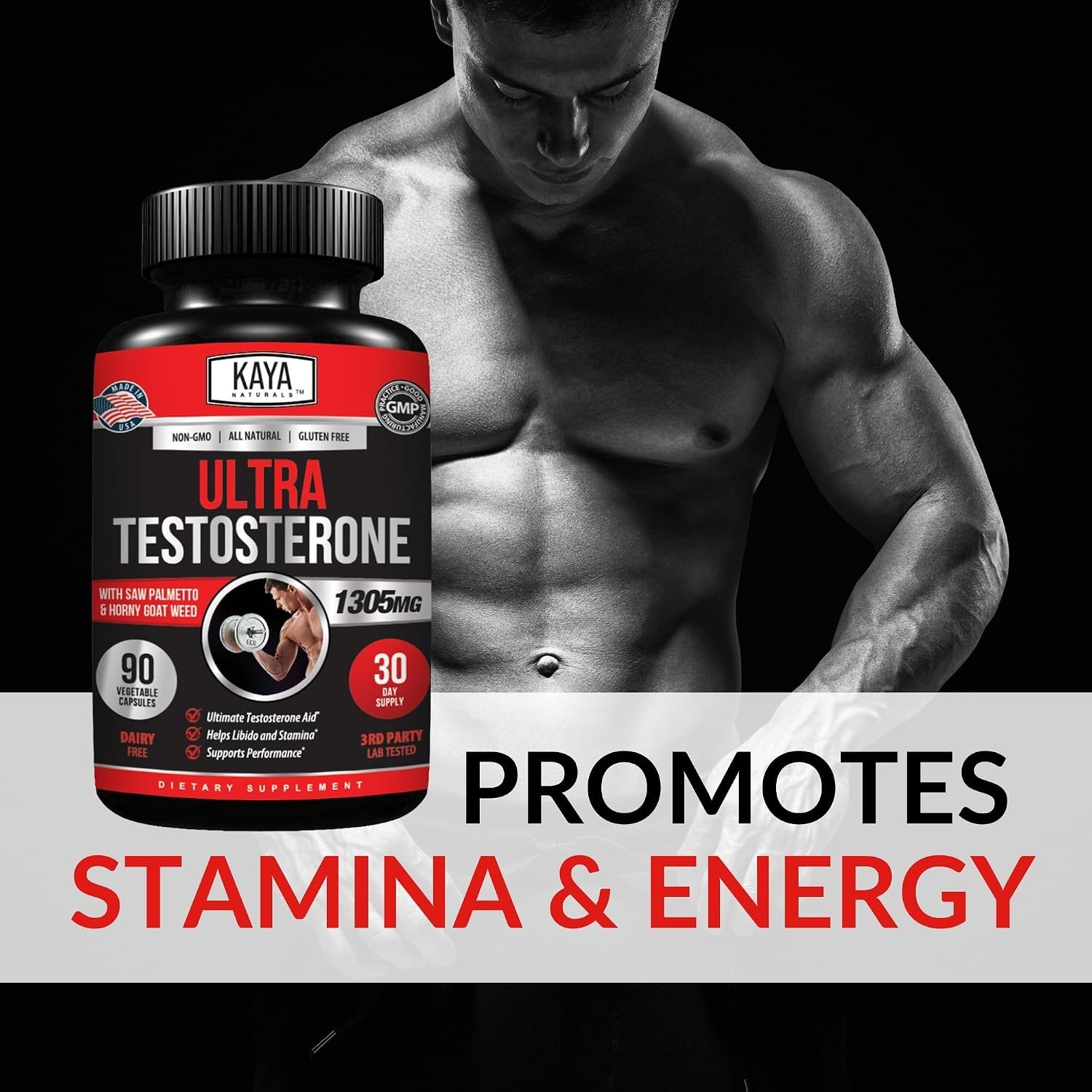 Men’s Testosterone Booster with Tribulus Terrestris – 90 Capsules for Vitality