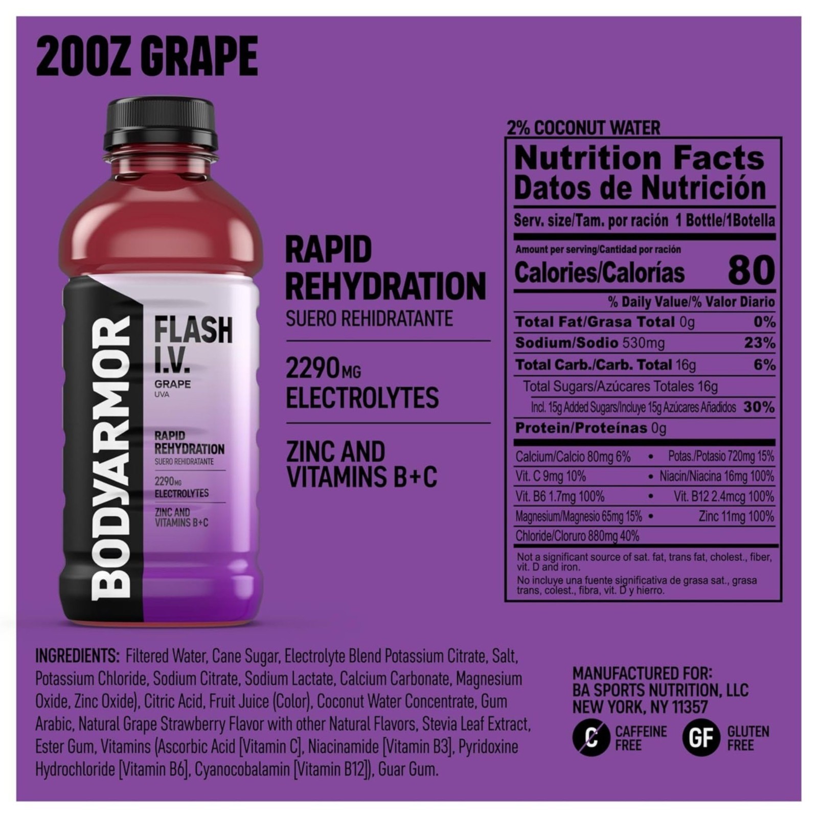 BODYARMOR Flash I.V. Rapid Rehydration – 4 Flavor Variety Pack – 16oz Bottles