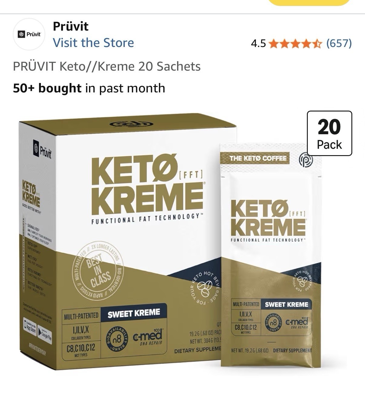 🔥🔥 Pruvit Keto Kreme 20 Packets Flavor SWEET KREME Supplement EXP: 08/2027