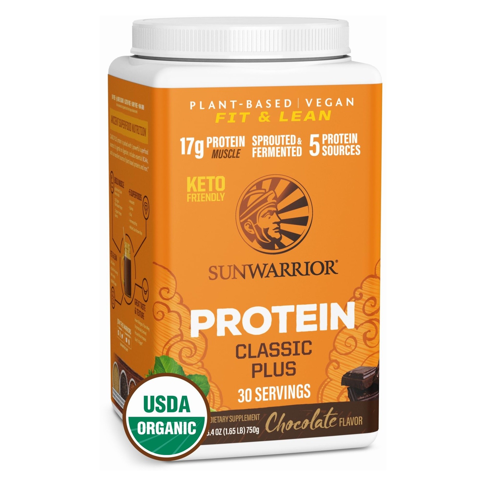 Sunwarrior Classic Plus Vegan Protein Powder Chocolate 30 Servings
