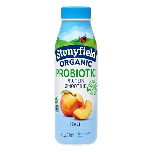 Peach Probiotic Yogurt Smoothie 10 oz 10g Protein USDA Organic Drink