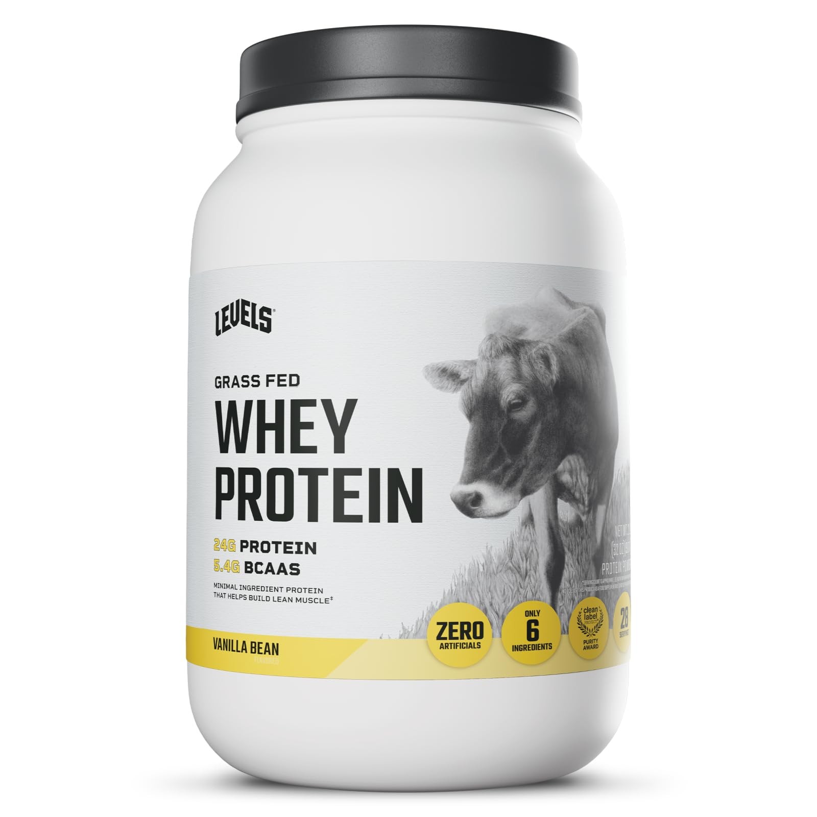 Levels Grass Fed Whey Protein Powder, No Artificials, 24G 2 Pound (Pack of 1)