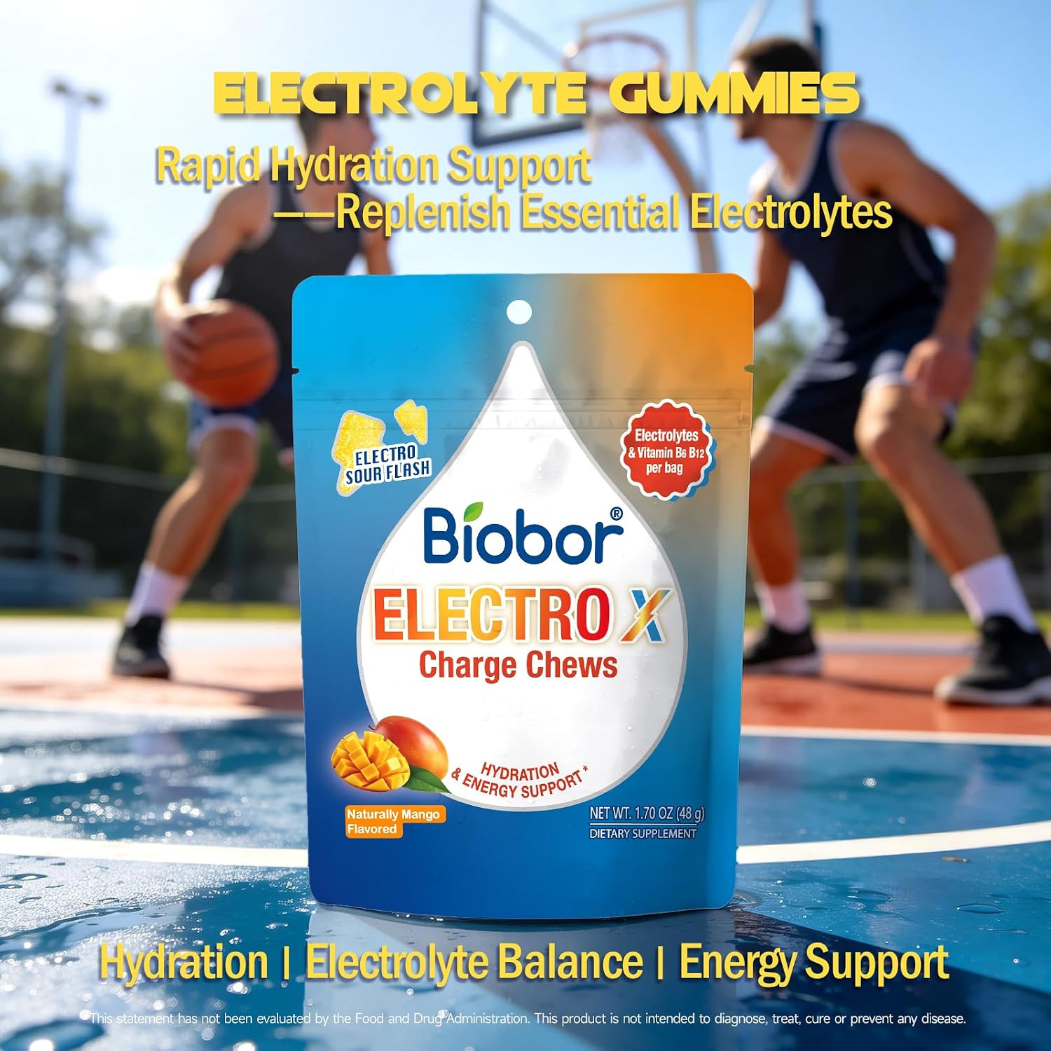 Electrolyte Gummies, Hydration & Energy Support with Sodium, Potassium, Chloride