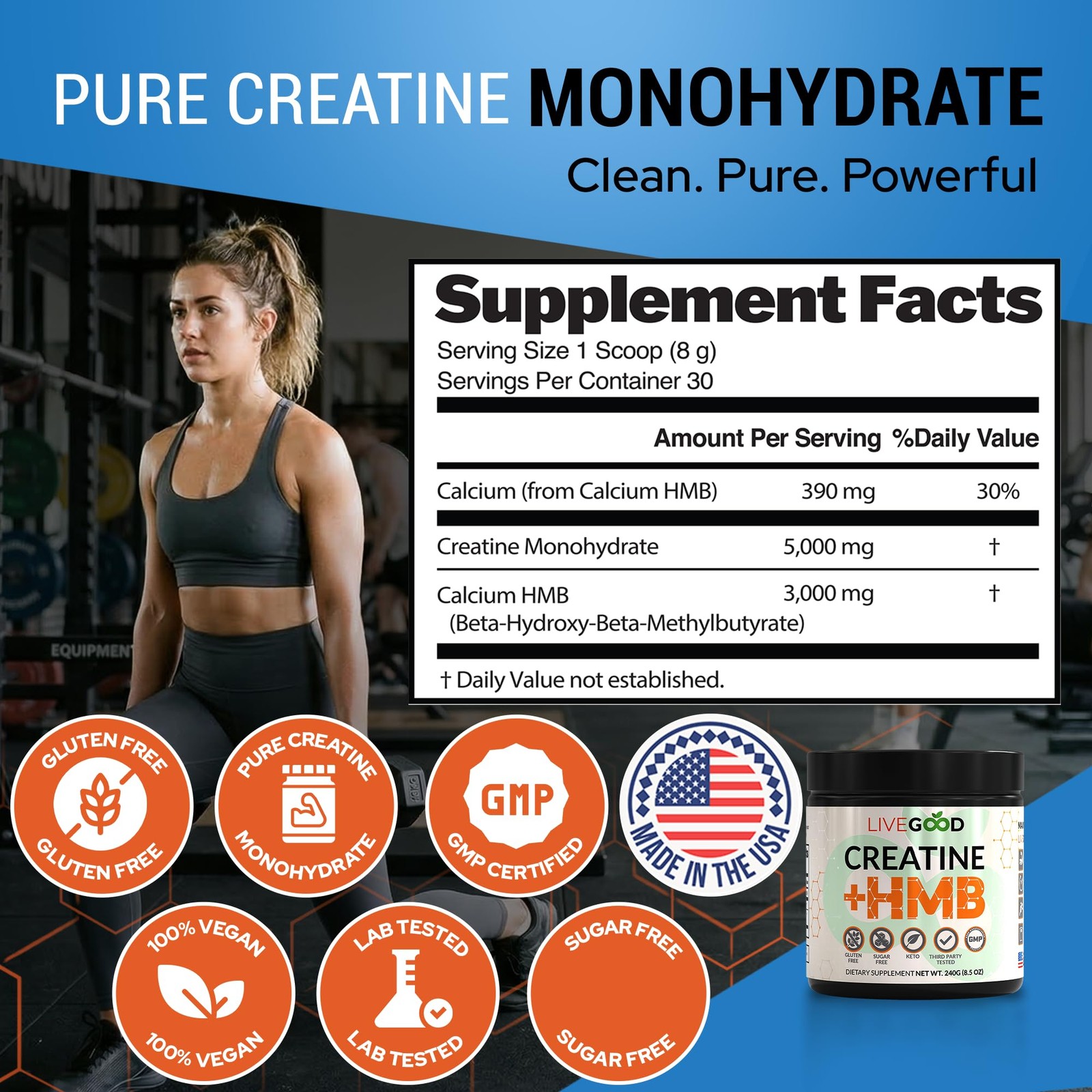 Creatine Monohydrate with HMB for Lean Muscle Growth & Recovery – HMB Creatin…