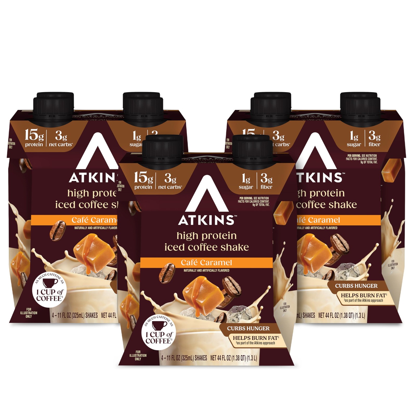 Atkins Café Caramel Iced Coffee Flavored Protein Shake, 1 Fl Oz (Pack of 12)