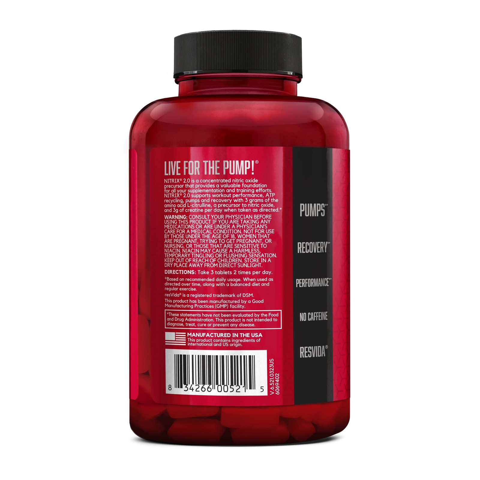 Bsn Nitrix 2.0 Workout Supplement Nitric Oxide Precursors 3G Creatine 3G L
