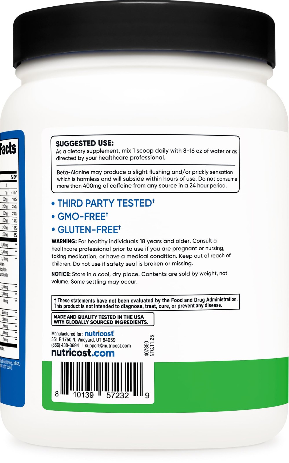 Nutricost Intra Workout Powder, 30 Servings (Green 1.56 Pound (Pack of 1)
