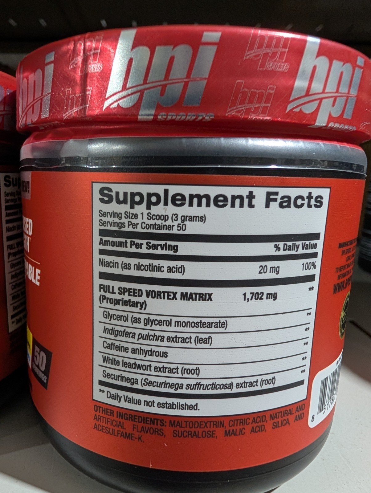 2 Pack BPI Sports 1MR Vortex 50 serv Fruit Punch & Blue RaspPreWorkout Exp 4/28