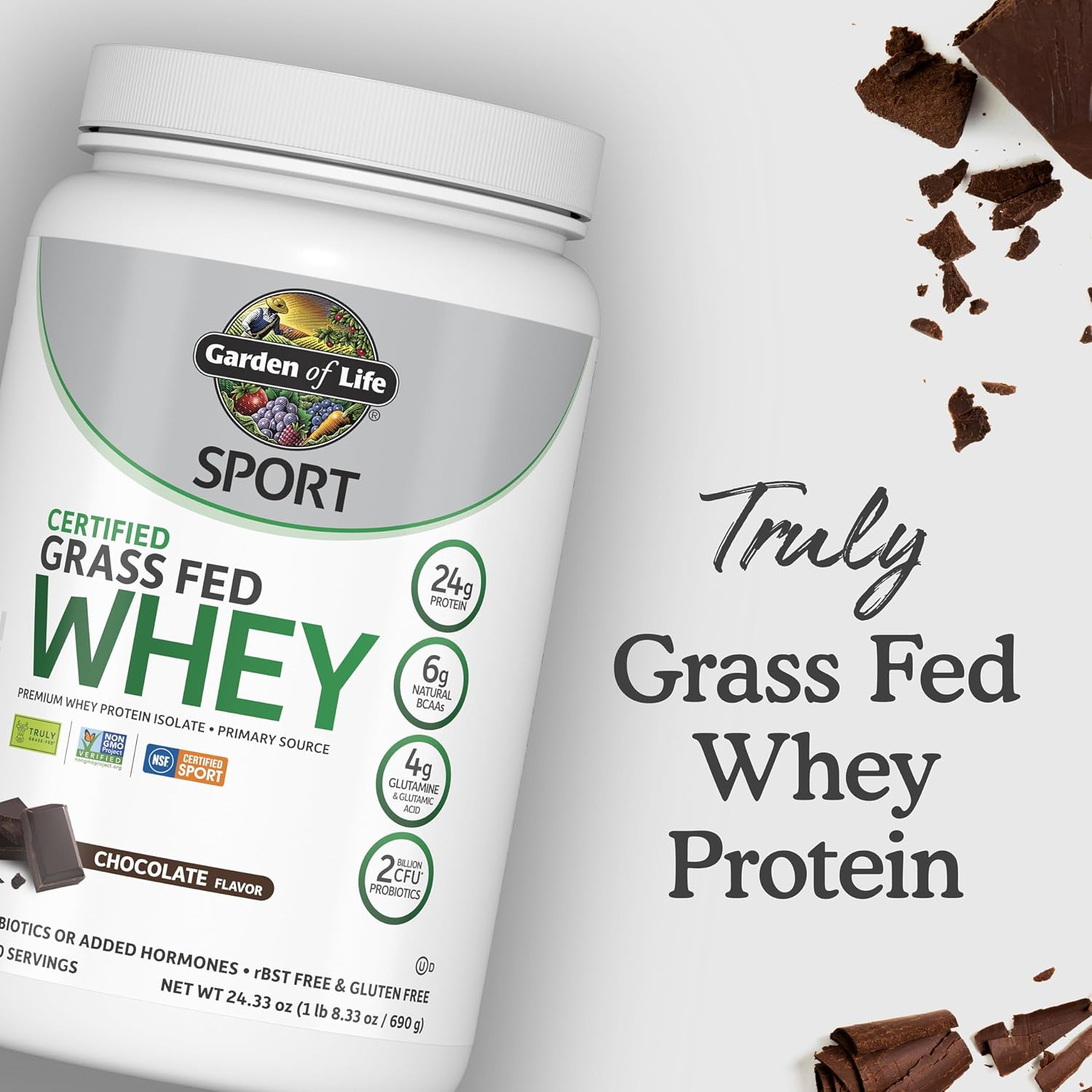 SPORT Grass Fed Whey Protein Powder – 24G Whey Protein Isolate for Women & Men w