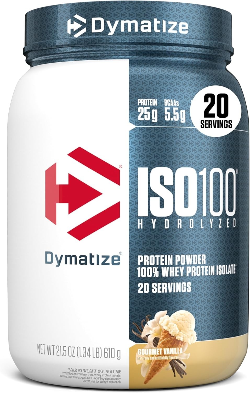 Dymatize ISO100 Whey Protein Powder Isolate, Gourmet Vanilla, 25g of Protein, 20