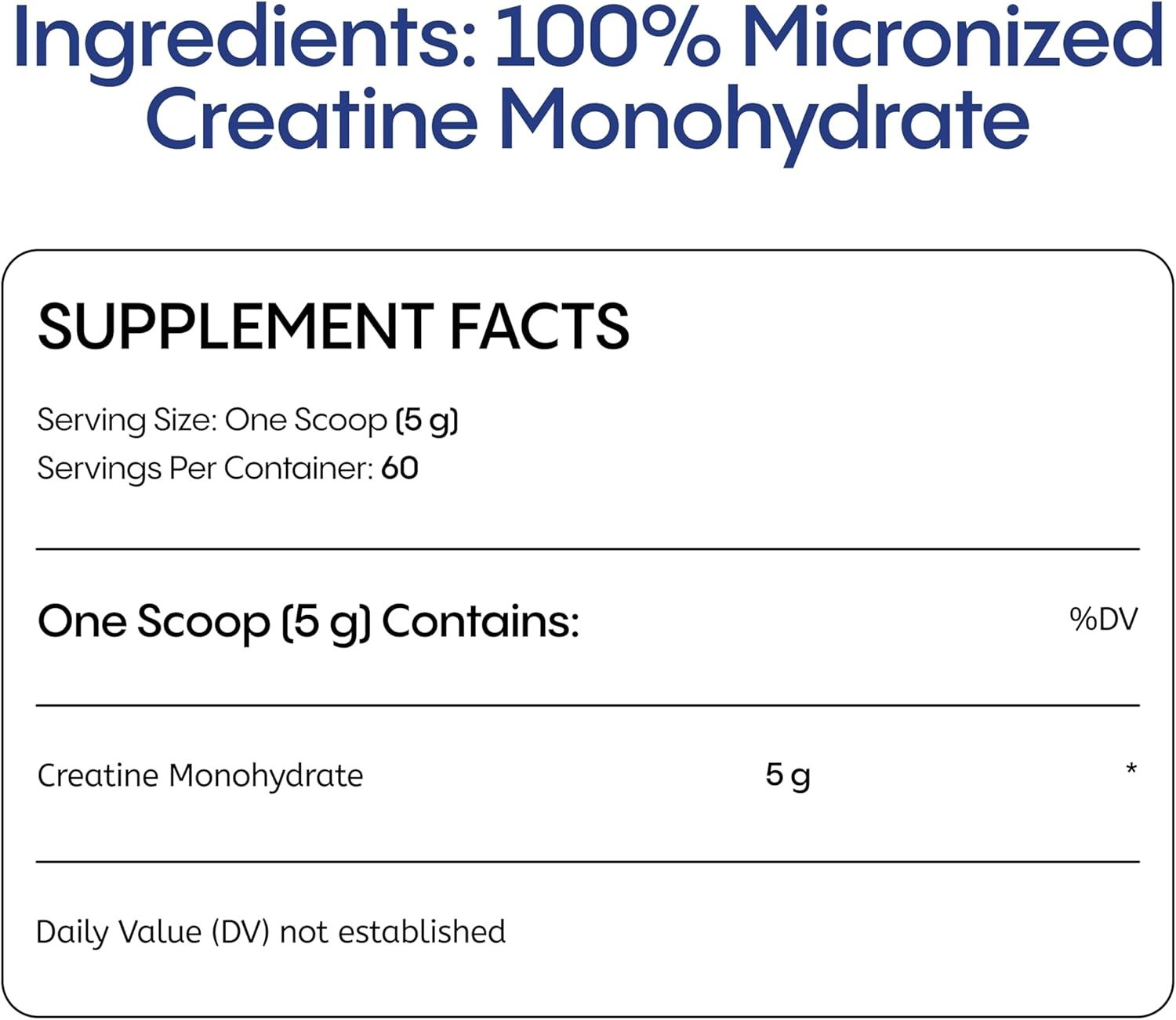 Pure Creatine Monohydrate Powder 300g Micronized Supplements 5g/60 Days Supply