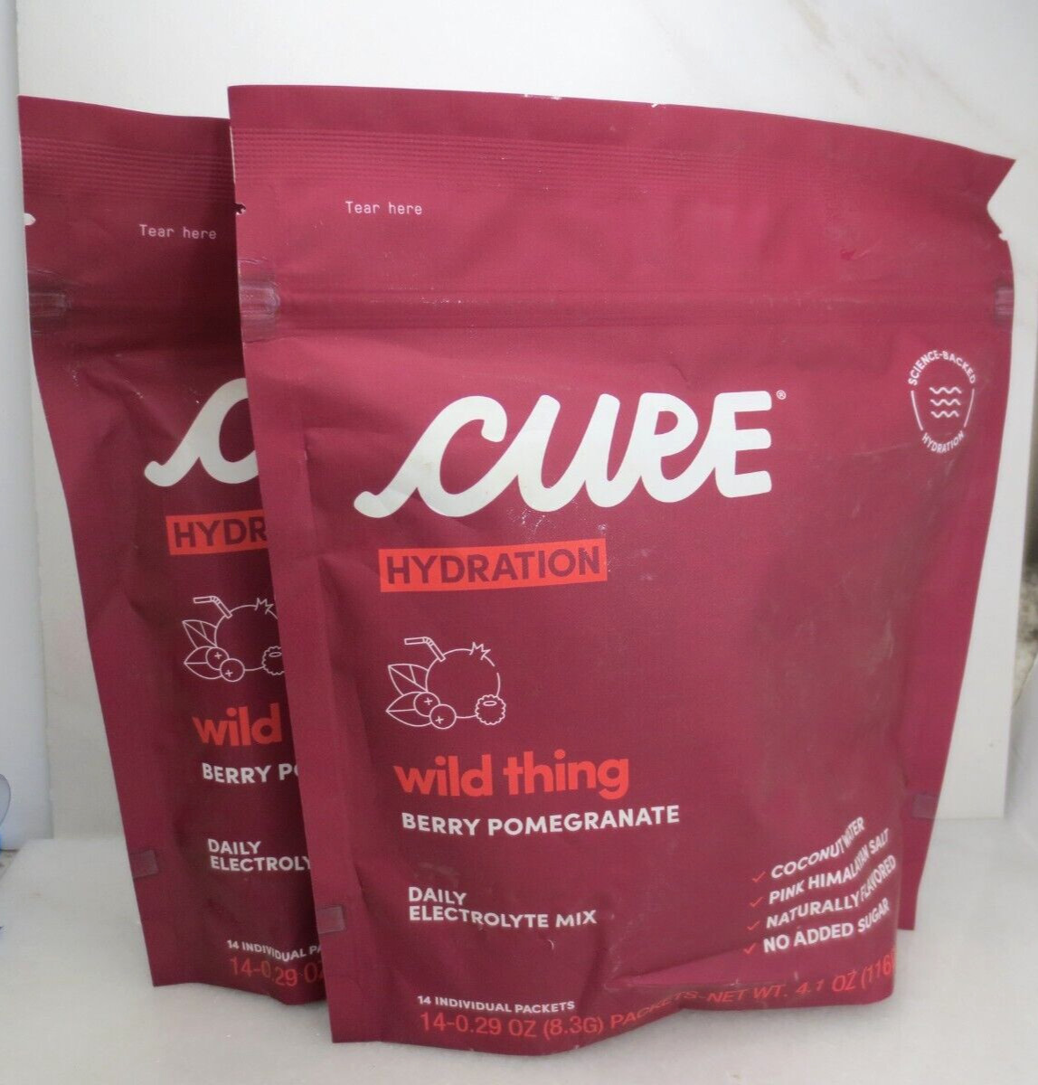 CURE WILD THING BERRY POMEGRANATE DAILY ELECTROLYTE MIX 14 PACKETS EXP:2026 2PCS