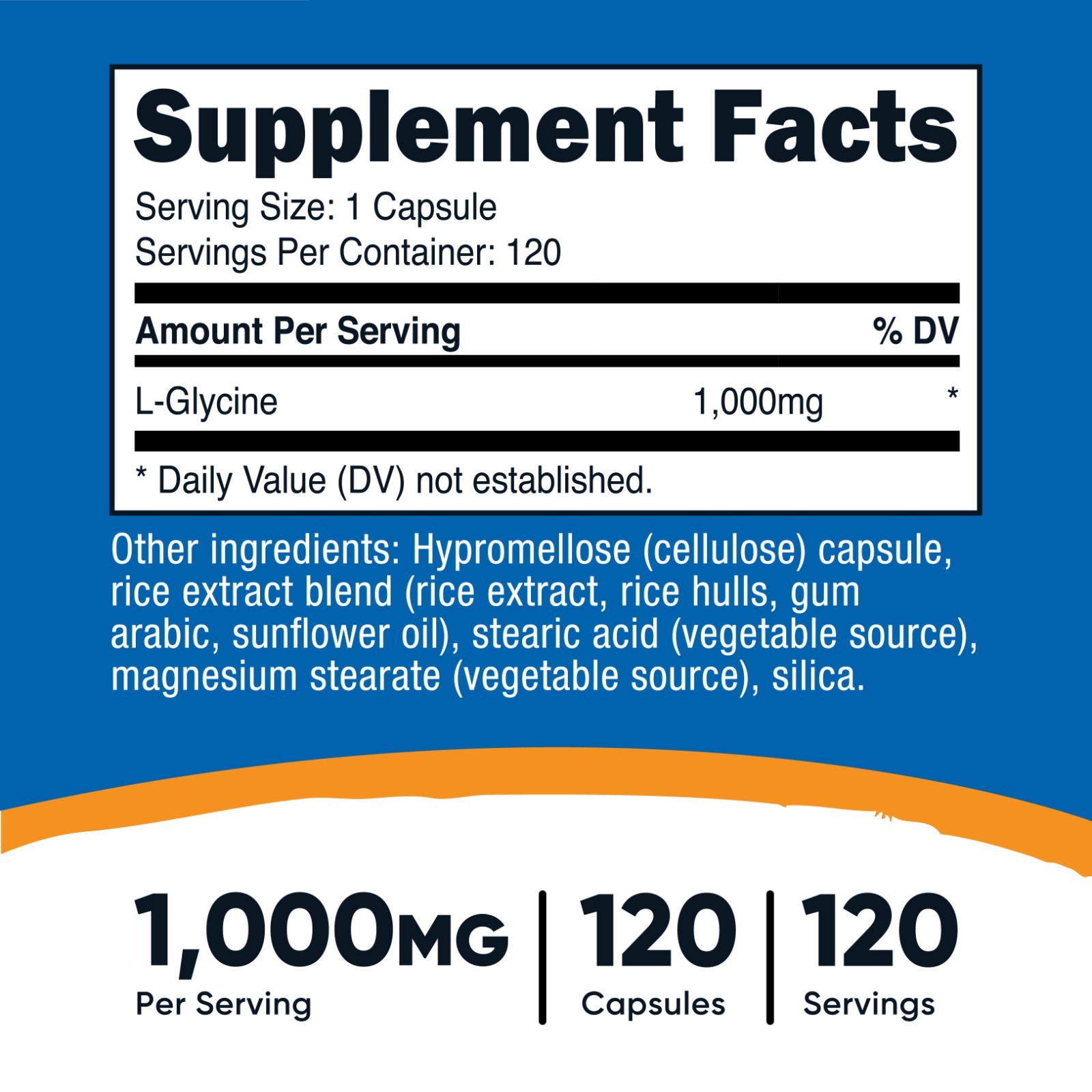 Nutricost L-Glycine 1000mg, 120 Capsules, Vegetarian, Non-GMO and Gluten Free