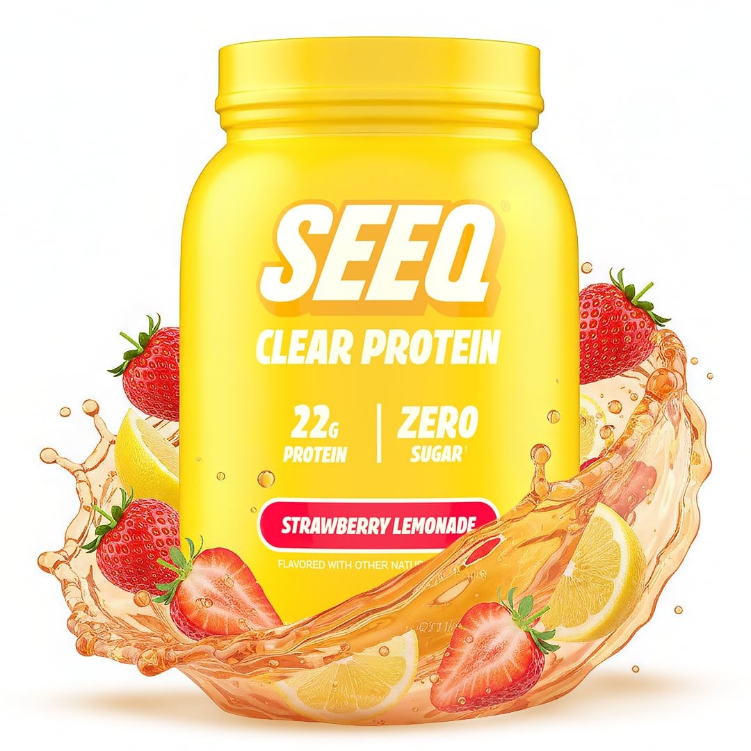SEEQ Clear Whey Isolate Protein Powder, Strawberry Lemonade 22 Servings, 22g…