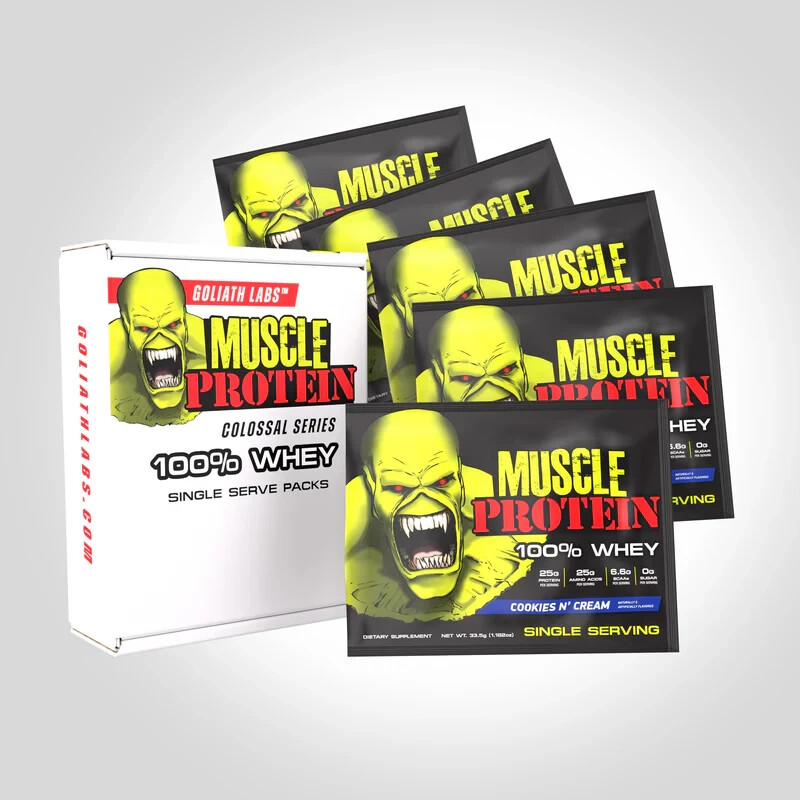 Monster Muscle Whey Protein Powder Travel Sample Single Serving Colossal Labs