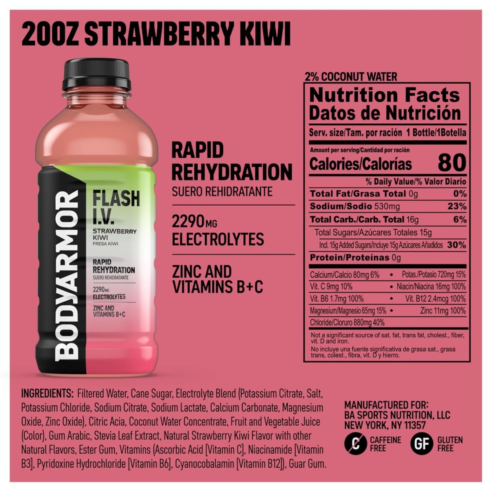 BODYARMOR Flash I.V. Rapid Rehydration – 4 Flavor Variety Pack – 16oz Bottles