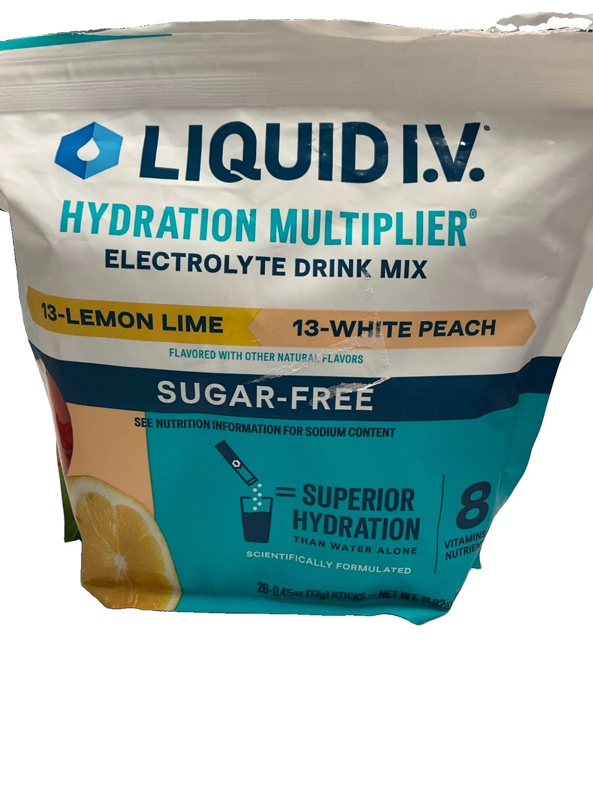 Liquid I.V Hydration Sugar-Free Lemon Lime+White Peach 25Sticks EXP 09/26
