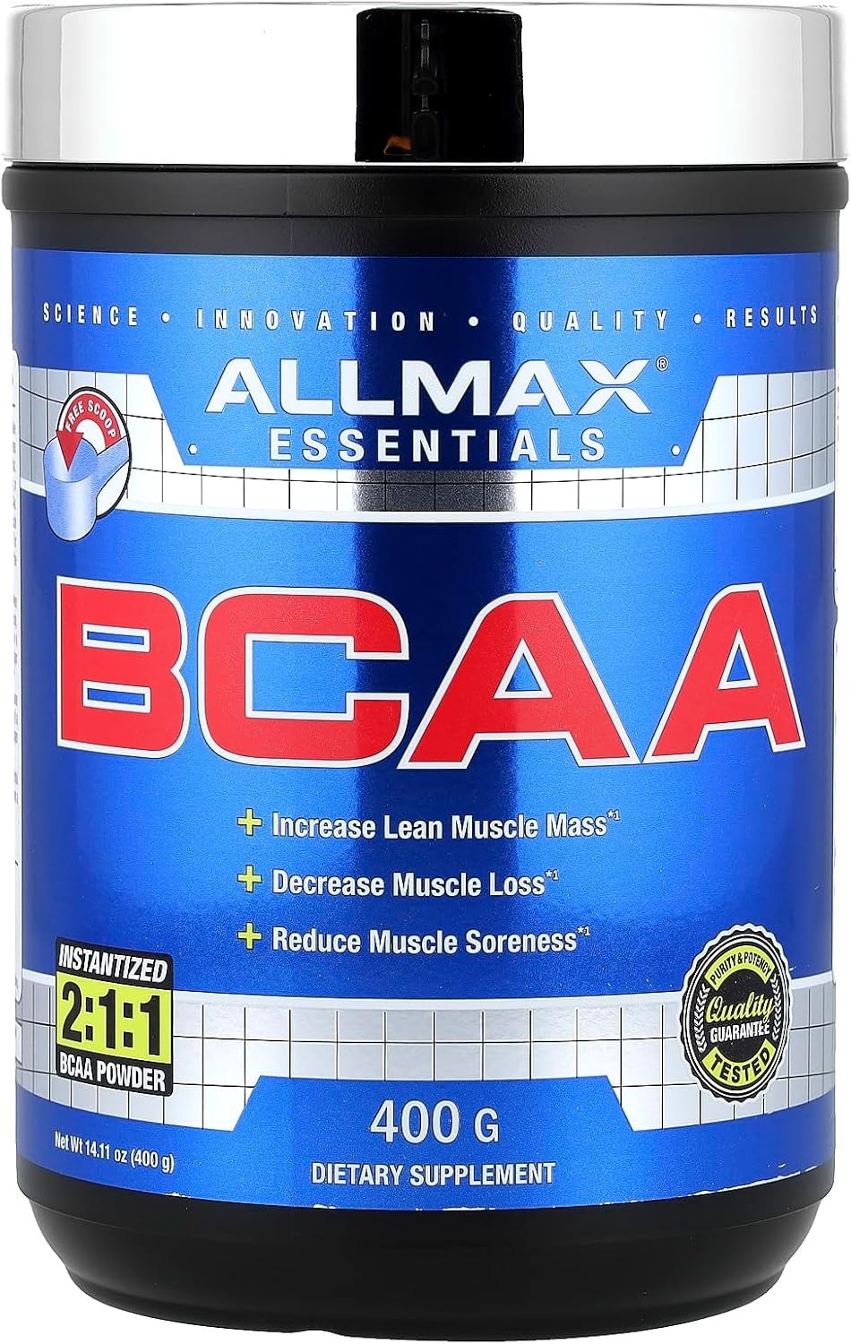 Essentials BCAA, Unflavored – 400 g Instantized 2:1:1 Powder – Helps Increase…