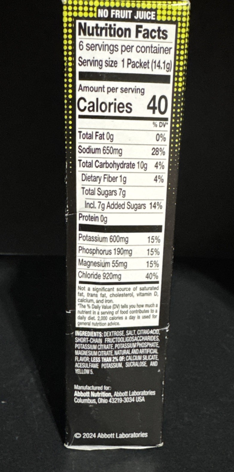 Pedialyte Sport Electrolyte Powder Lemon Lime 6 packets Per Box