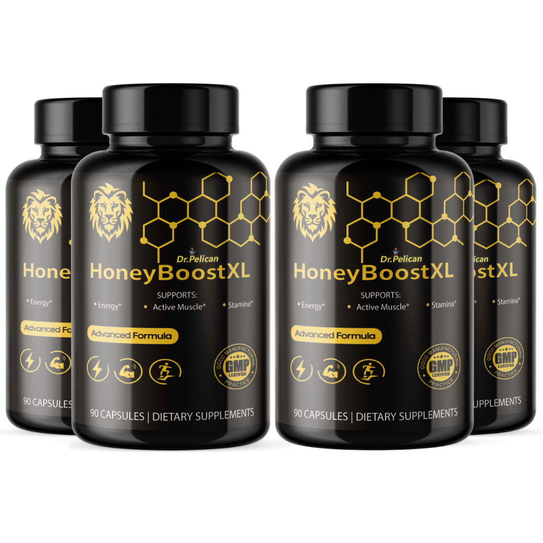 Honey Boost XL- Bodybuilding & Men’s Health Support- 4 Bottles- 360 Capsules