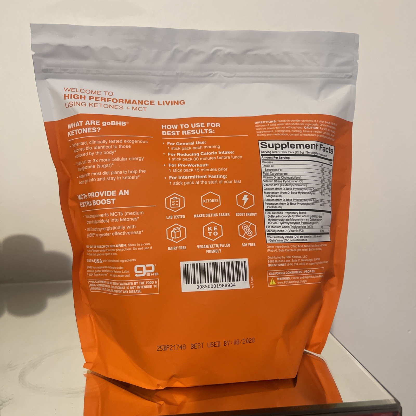 MCT & BHB Exogenous Elevate Ketones 30 Drink Mix Packets (orange Flavor) New