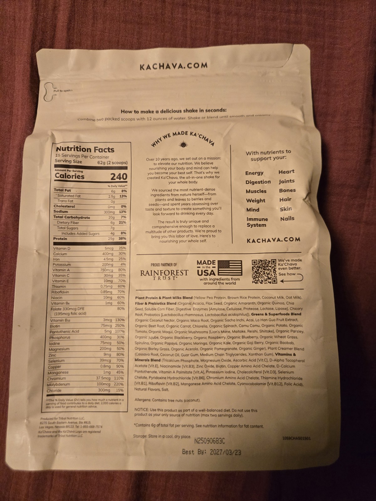 3x Ka’Chava Chai All-In-One Nutrition Protein Shake meal replacement 15 Servings