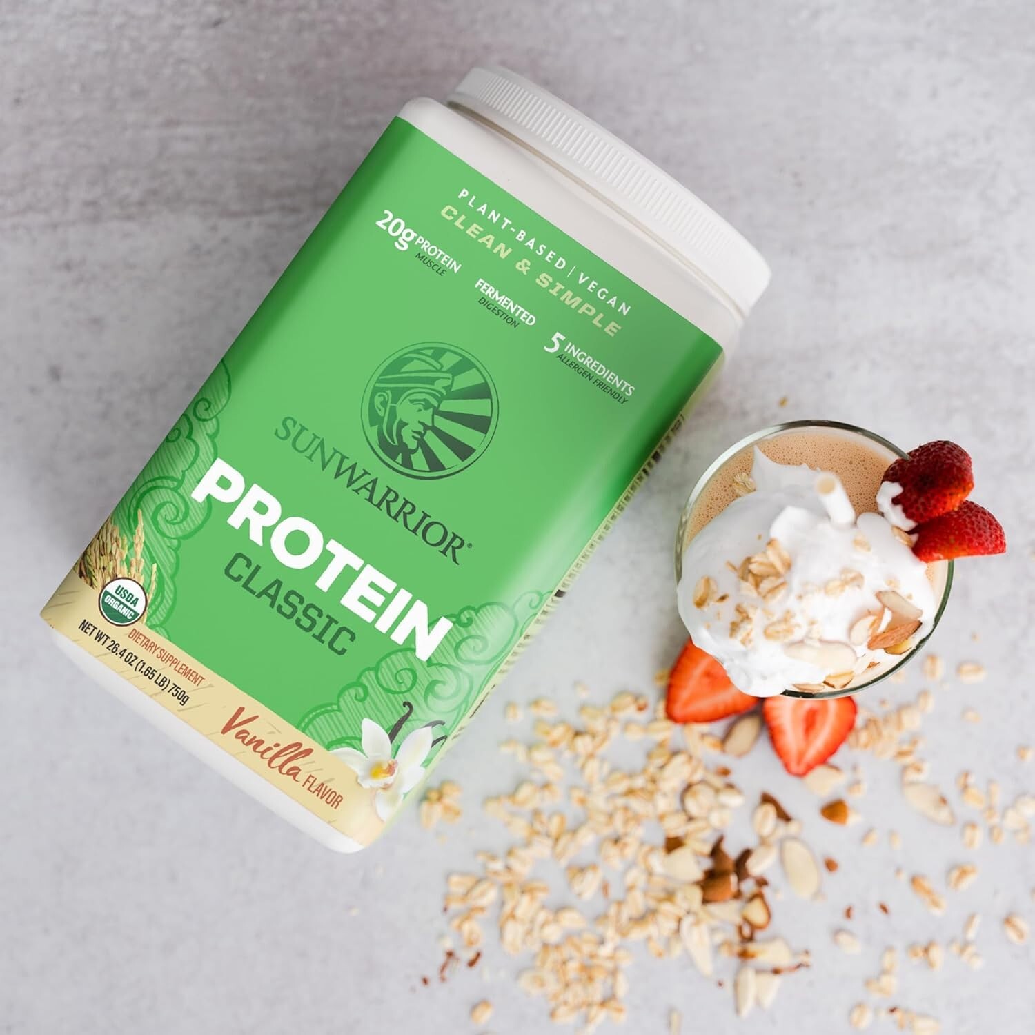 Sunwarrior Organic Classic Vanilla Protein 750g, Vegan Sprouted Protein Powder